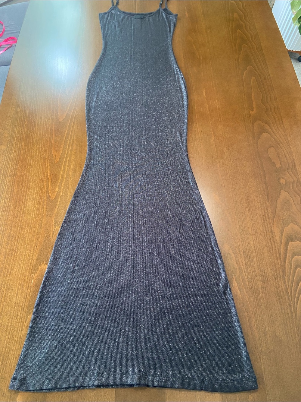 SKIMS Black Foil Lounge Slip Maxi Dress, size L - Picture 13 of 14